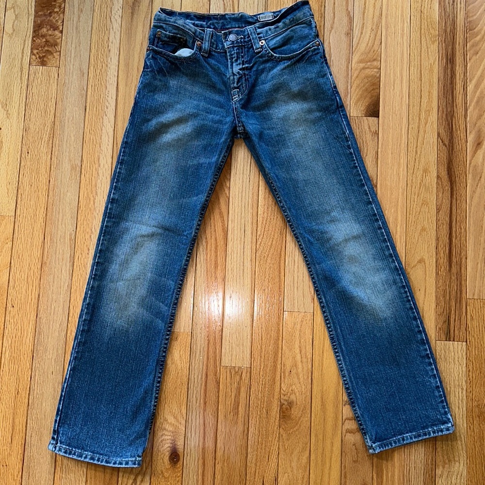 POLO Ralph Lauren designer-distressed blue jeans boys straight leg slim size 10